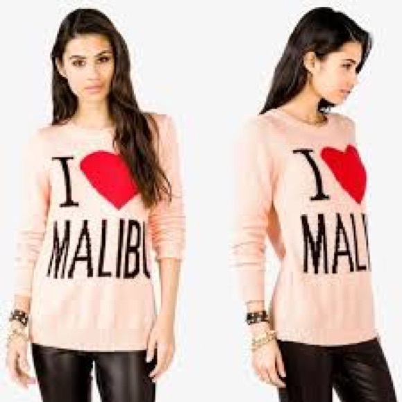 I Love Malibu Cozy Soft Knit Peach Sweater /Size M - Picture 5 of 5